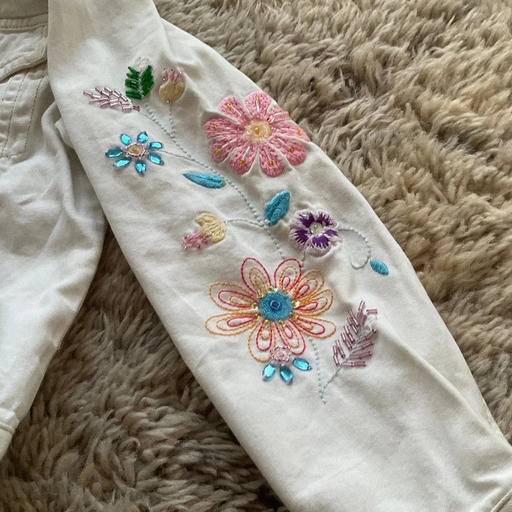 Kids Embroidered and Beaded Jean Jacket - Picture 6 of 7